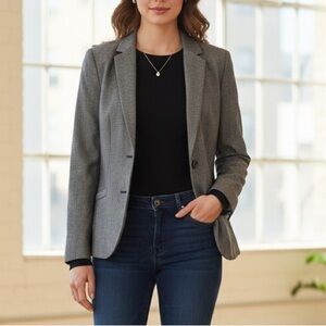 Talbots Gray Wool Blend Two-Button Blazer Jacket Petite 4P